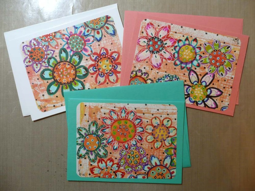 Greeting cards made with my flower artwork paper.